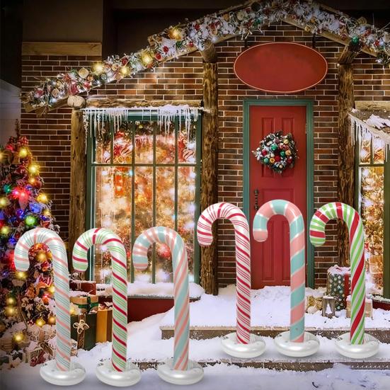 Christmas Candy Cane Balloon 51 Inch Large Inflatable Candy Cane Decoration for Birthday Xmas Wedding New Year Carnival Festival Holiday Party