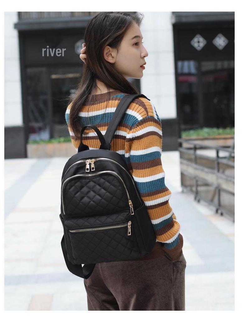 2024 Korean Style Women's Plaid Embroidered Travel Backpack