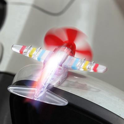 Wind-Up Airplane Toy with LED Lights Easy Setup Wind Powered Car Ornament Electric Car Handlebar Pendant Gift for Aviation Enthusiasts
