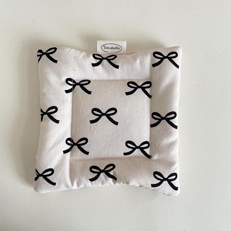 Korean Bow Cotton Coaster Key Storage Jewellery Mat Double-Sided Thickened Fabric Sweet Drawstring Portable Accessories