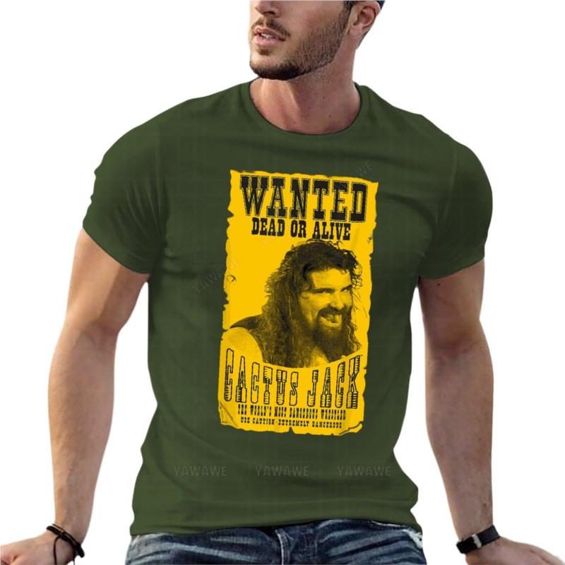 Cactus Jack Wanted Dead Or Alive Mankind Mick Foley T-shirt Oversize per Abbigliamento Uomo Manica Corta Streetwear Top Taglie Forti