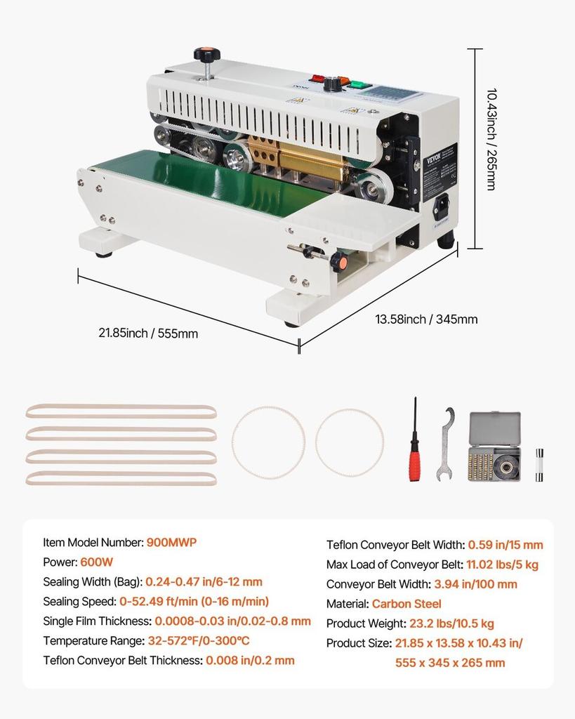 Continuous Bag Band Sealing Machine Horizontal Band Sealer Carbon Steel