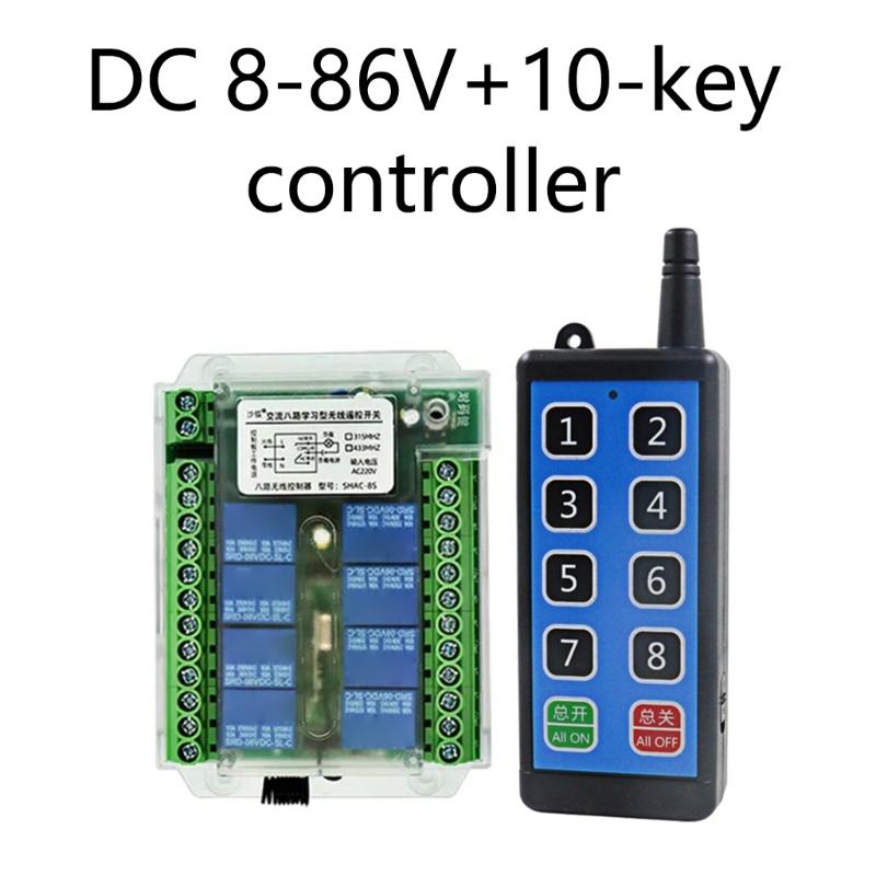 8-Channel Wireless RF Remote Controls Switches Relays Module DC8-86V / AC110-275V