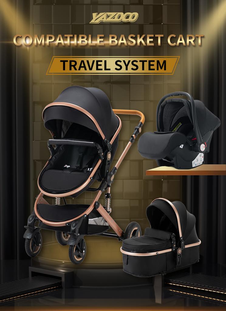Lüks Bebek Arabası 3 in 1 Taşınabilir Seyahat Bebek Arabası Katlama Pram Yüksek Peyzaj Alüminyum Çerçeve Yenidoğan Bebek Arabası