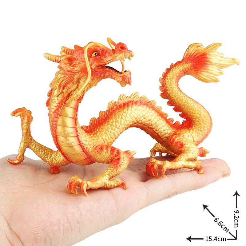 Oenux Original Mythical Chinese Dragon Dinosaurs Action Figures Animals Model Solid PVC Decoration Collection Kids Toy Gift