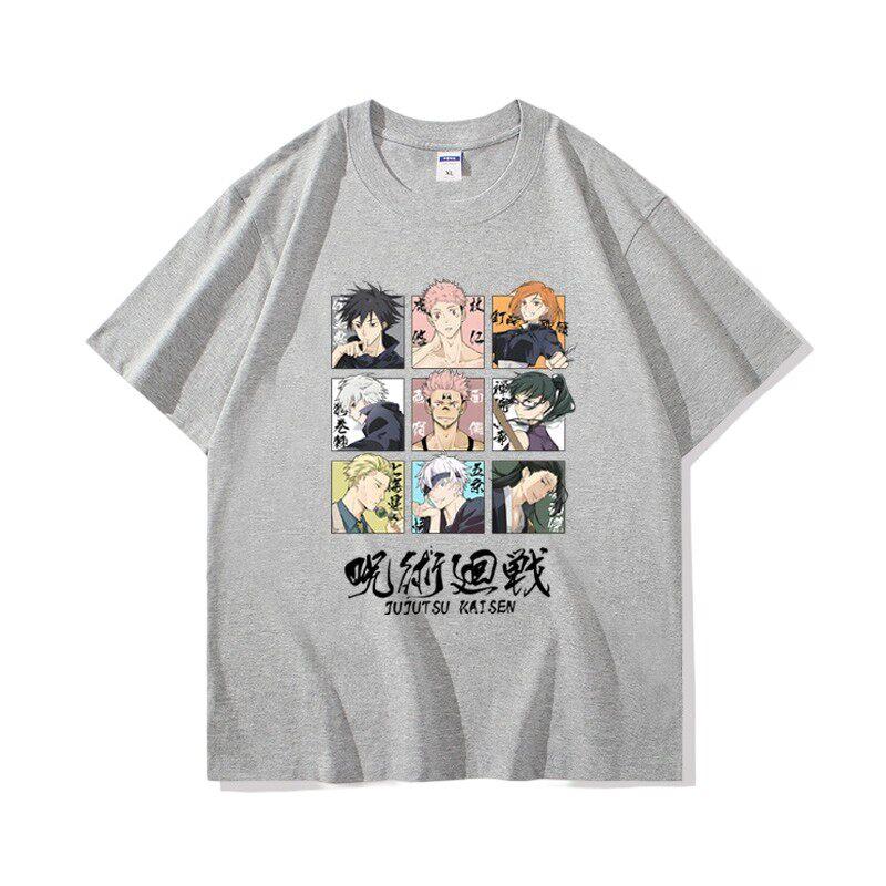 Jujutsu Battle Anime Peripheral Gojo Wu Pure Cotton Cartoon Printed Unisexs and Unisexs Clothing Summer New Short Sleeves