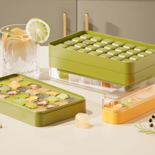 YFFSFDC Silicone Ice Maker Tray with 28 Ice Cubes, Large Capacity, Ice Maker, Ice Cube Tray, Ice Maker Case, Ice Cube Tray, Small Ice Cubes, Easy Remo