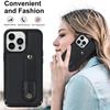 For iPhone 16 Pro Max Case Kickstand Card Slots Leather Coated TPU Cover with Shoulder Strap