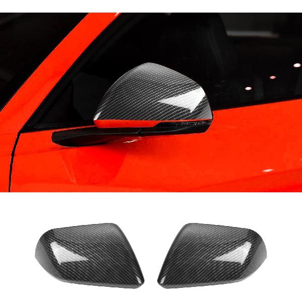CheroCar Side Door RearView Mirrors Cover Rear View Mirror Caps Trim for Ford Mustang 2015 2016 2017 2018 2019 2020 2021 2022 2023 2024 2025,Carbon