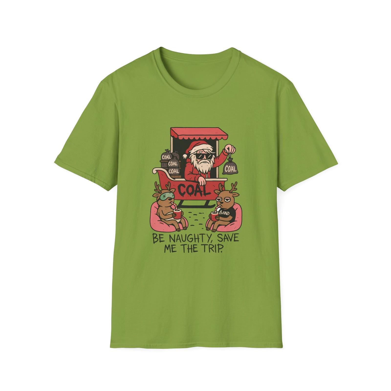 Unisex Softstyle T-Shirt Mens Womens Tees Top Santa Coal Bags Fast-Food Sleigh Funny Christmas 4XL