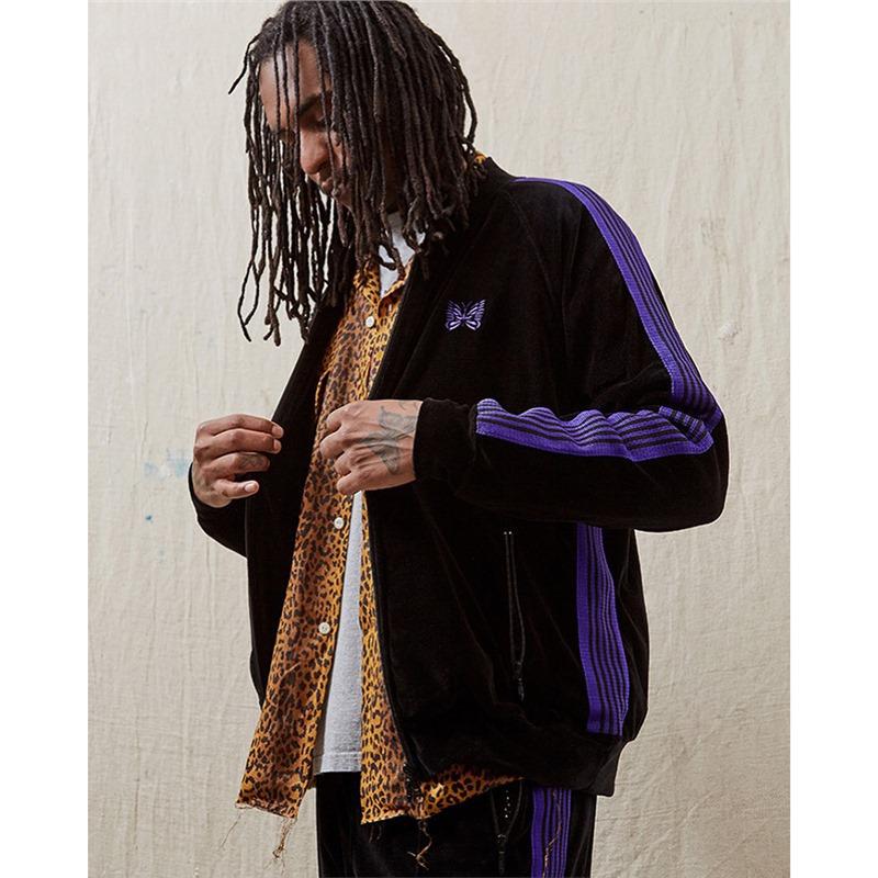 

NEEDLES x AWGE Оксамитова куртка-метелик - Модний спортивний одяг на блискавці в японському стилі M