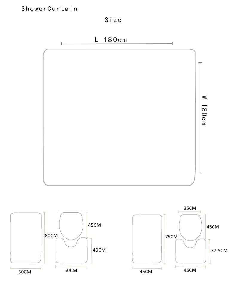 Ethnic Style Texture Printing Bathroom Non-Slip Floor Mat Shower Curtain Combination Carpet European And American Style