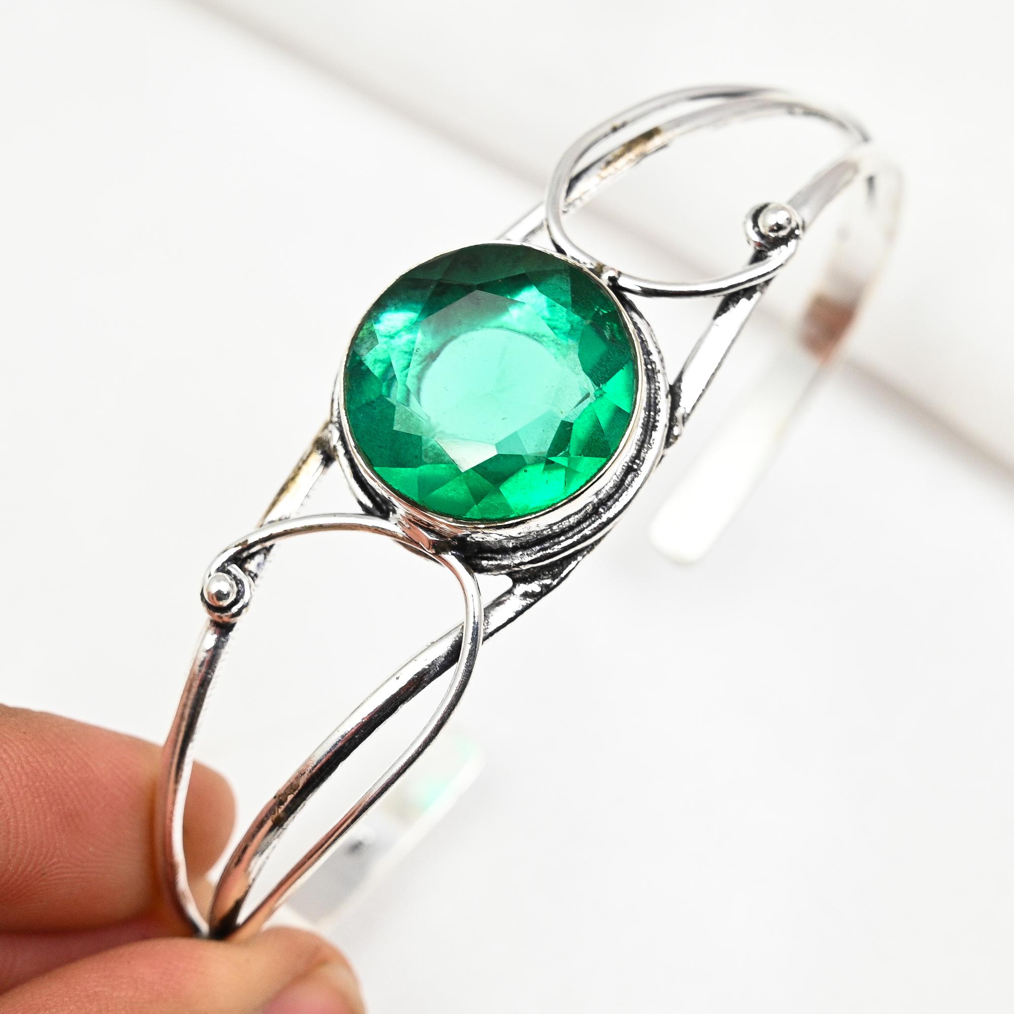 

Браслет-манжета из индиголита, браслет из стерлингового серебра 925 пробы с настоящими драгоценными камнями, ювелирные изделия ручной работы, регулируемый браслет-манжета, подарок для женщин, изящные ювелирные изделия Adjustable зелёный