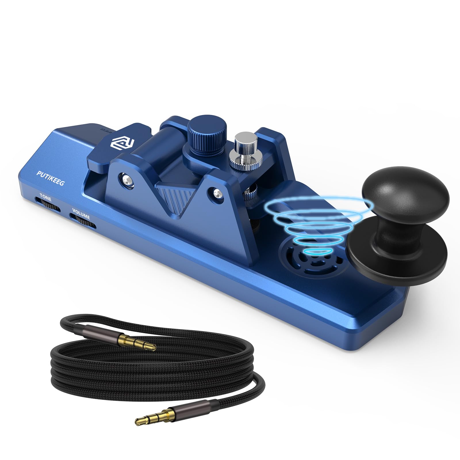 

BlueKey Mini CW Key Automatic Morse Radio Ham Transmitting Telegram Double Paddle Morse Code Key Aluminum Alloy Body with Speaker Base Blue синій