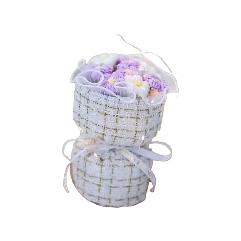 Knitted yarn simulation puff bouquet