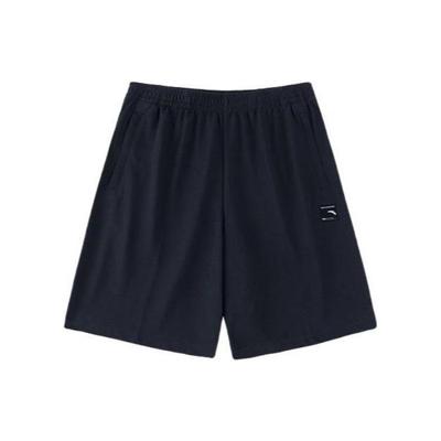 Training Series Solid Color Logo Mid Waist Straight Leg Five Point Shorts Men Shorts Black 152327318-2