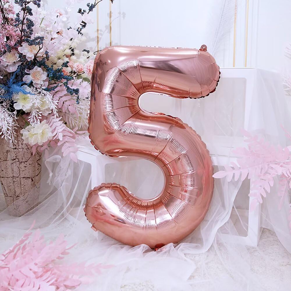 Vthoviwa Aluminium 100 Helium Roséguld 100 Sifferballonger Jubileumsfest Roséguld Shijimi Heliumballonger 40-tums Ballonger, (0123456789), 10-19,