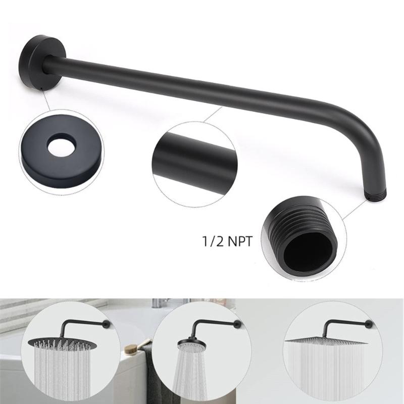 Practical Matte Black Replacement Shower Arm Wall Mounted Bathroom Accesspru for Enhances Shower Experience Daily Use
