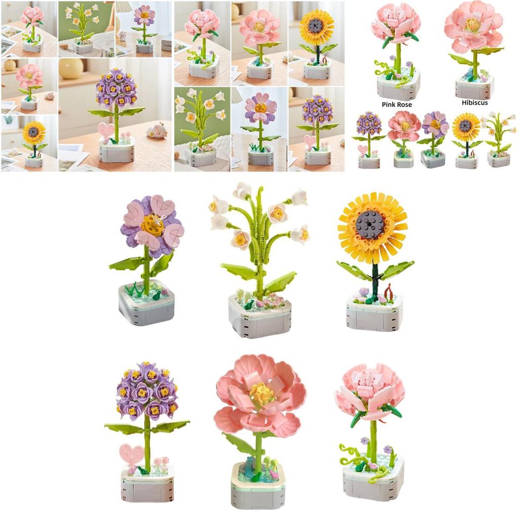 Educational Flower Assembly Toy Innovative Plant Building Blocks For Kids Abs Plastic Material