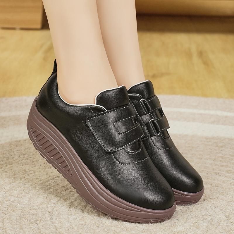 Women Loafers Platform Chunky Lady Summer Casual Black Office Lady Thick Sole Height Increase Shake Shoes
