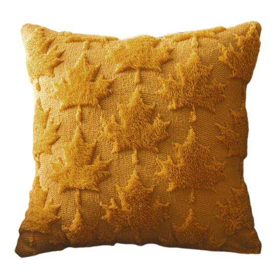 Decorative Pillow Case Embroidery Maple Leaves Pumpkin Pattern Pillow Cover Removable