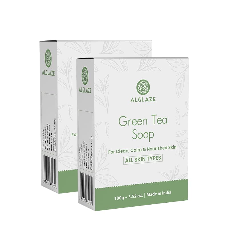 

Alglaze Green Tea Soap With Shea Butter & Jojoba Oil | Cleanses, Calms & Nourishes | 100 g (Pack of 2)