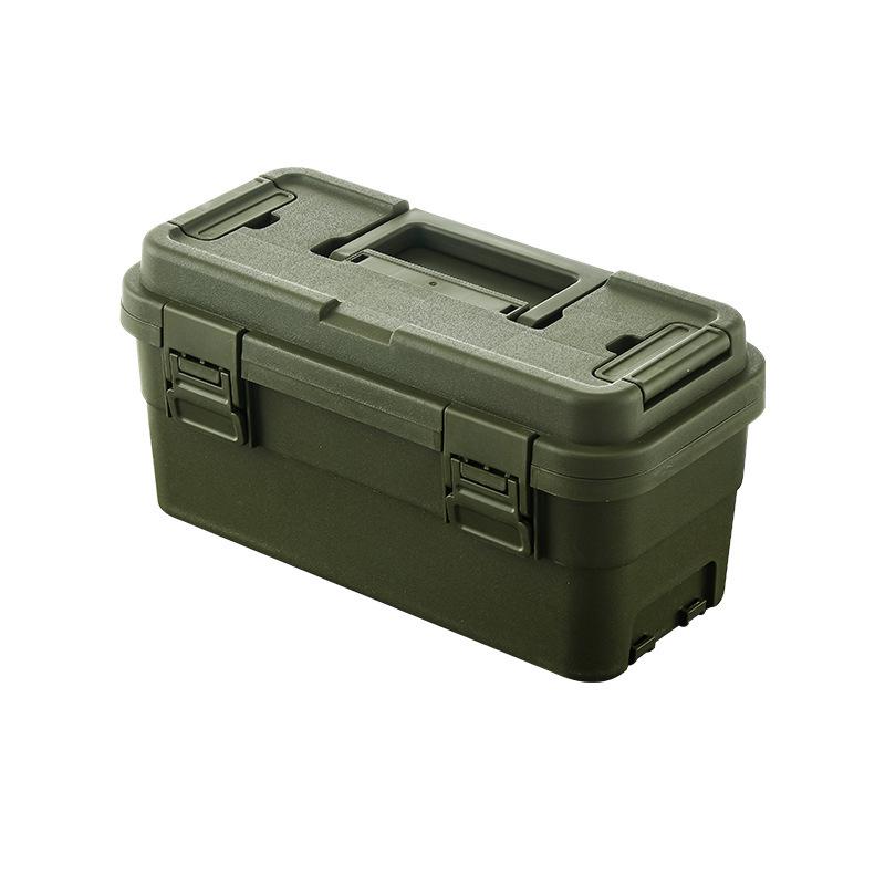 Vintage Industrial Stackable Storage Box with Flip-Top Lid for Home or Car