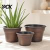 Modern Garden Decor Pots Retro Flower Pot with Saucer, Bronze Finish Plant Drainage Holes, Decorative for Balcony Breathable Thickened Plastic Planter