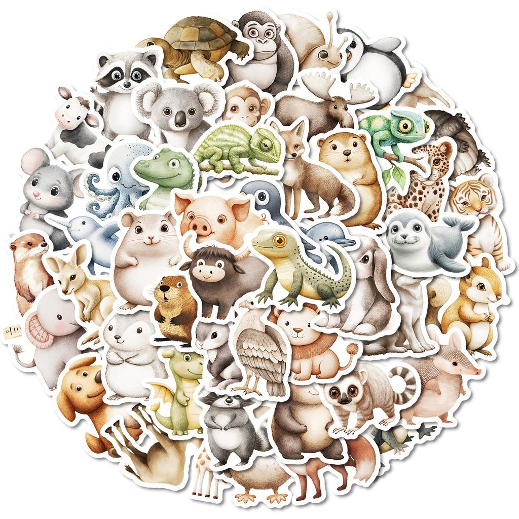 50 Adesivos 3D de Animais Pequenos Sem Repetição Koala Pinguim DIY Decorativo para Laptop Adesivos de Papel DIY