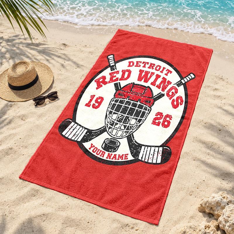 Detroit Red Wings Custom Name Beach towels also serve as bath towels summer essential a musthave for the outdoors the beach and the pool