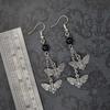 New Punk Gothic Silver Color Death Moth Tassel Pendant Dangle Earrings for Women Halloween Dark Academy Magic Ghost Jewelry Gift