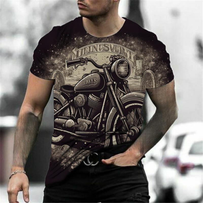 Motorcycle T-shirt Men 3D Print Short Sleeve Vintage Classics TShirt For Mens Street Ride Biker Shirts Tops Oversized Tee Shirt