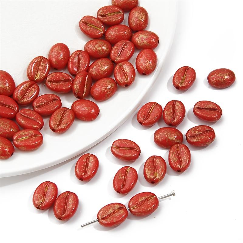60pcs Vintage Acrylic Coffee Bean Beads, Multicolor Imitation Coffee Pods with Golden Piercing Details for DIY Jewelry Making – Ideal for Bracelets