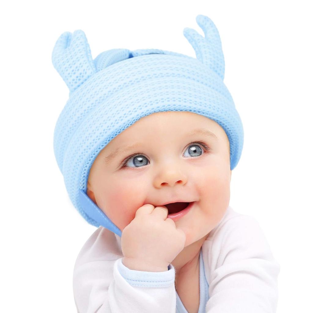 SORONSO Corobambi Helmet with Full Mesh and Separate Chin Strap for Head Bump Fall and Baby Backpack Head Guard Prevention, Prevention, (Smoky Blue)