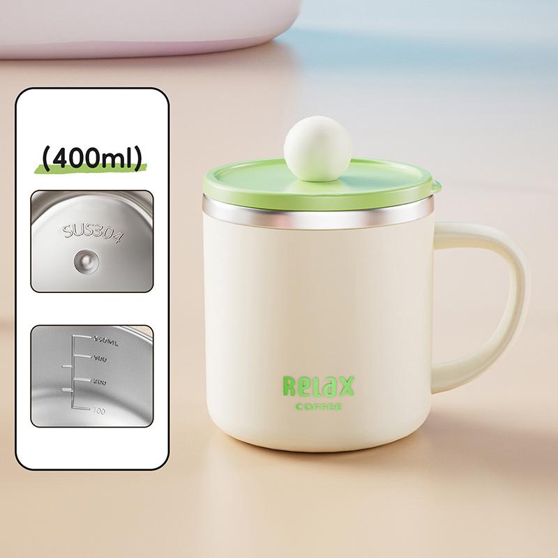 400ML Thermobecher 304 Edelstahl Doppelschichtig Isoliert Wasserbecher Büro Milch Kaffee Becher Student Tragbarer Versiegelter Tumbler