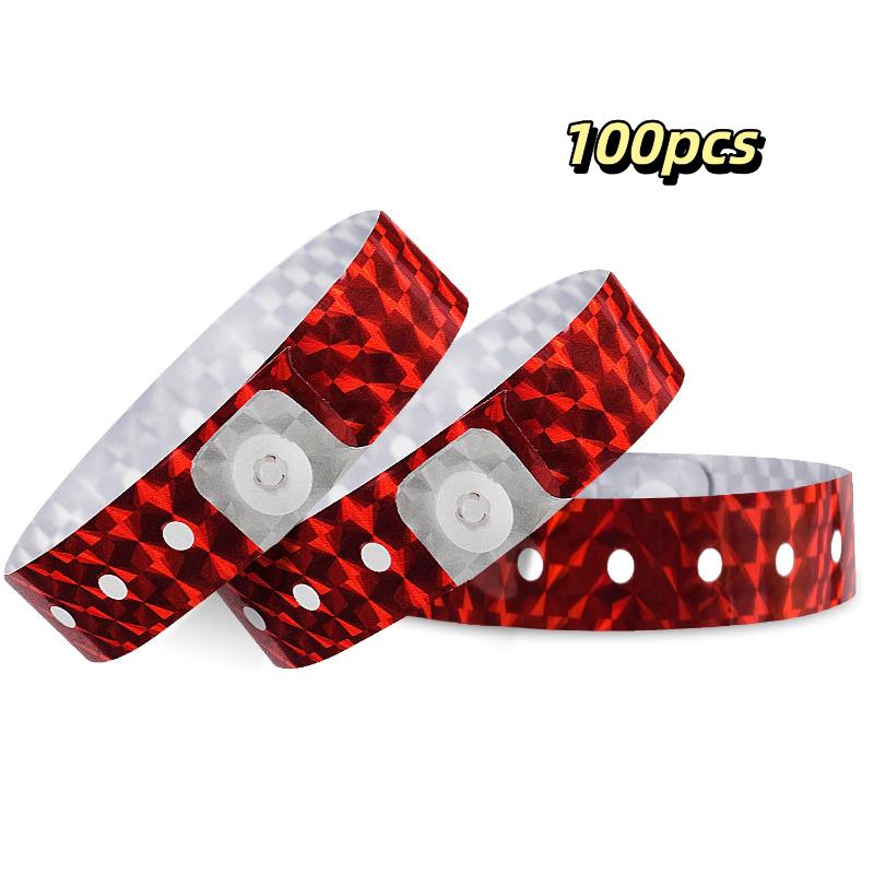 Holographic Event Wristbands 50/100Pcs Waterproof Adjustable Snap Shiny for Birthday Party Club Entry Check Event Use