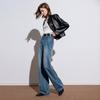 Sancai 2025 Autumn Mid-Waist Loose Wide-Leg Denim Jeans