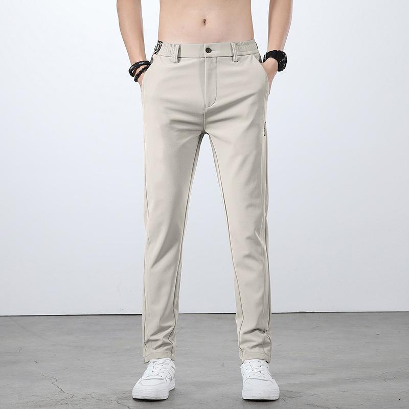 Sommer-Leicht-Freizeithose für Herren mit elastischem Bund Leicht gerader Schnitt Ultra-dünner Eis-Seidenstoff