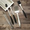 5Pcs BBQ Grill Tool Set with Spatula Tongs Fork Brush Skewers And Case Outdoor Baking Utensils for Parties Camping Restaurants