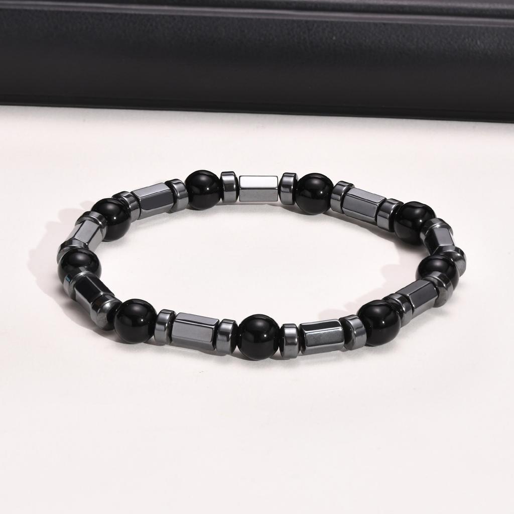 Stylish Black Beads Man Woman Bracelets Stretch Gallstone Handmade Wristband Jewelry Father Boyfriend Valentine's Day Gift