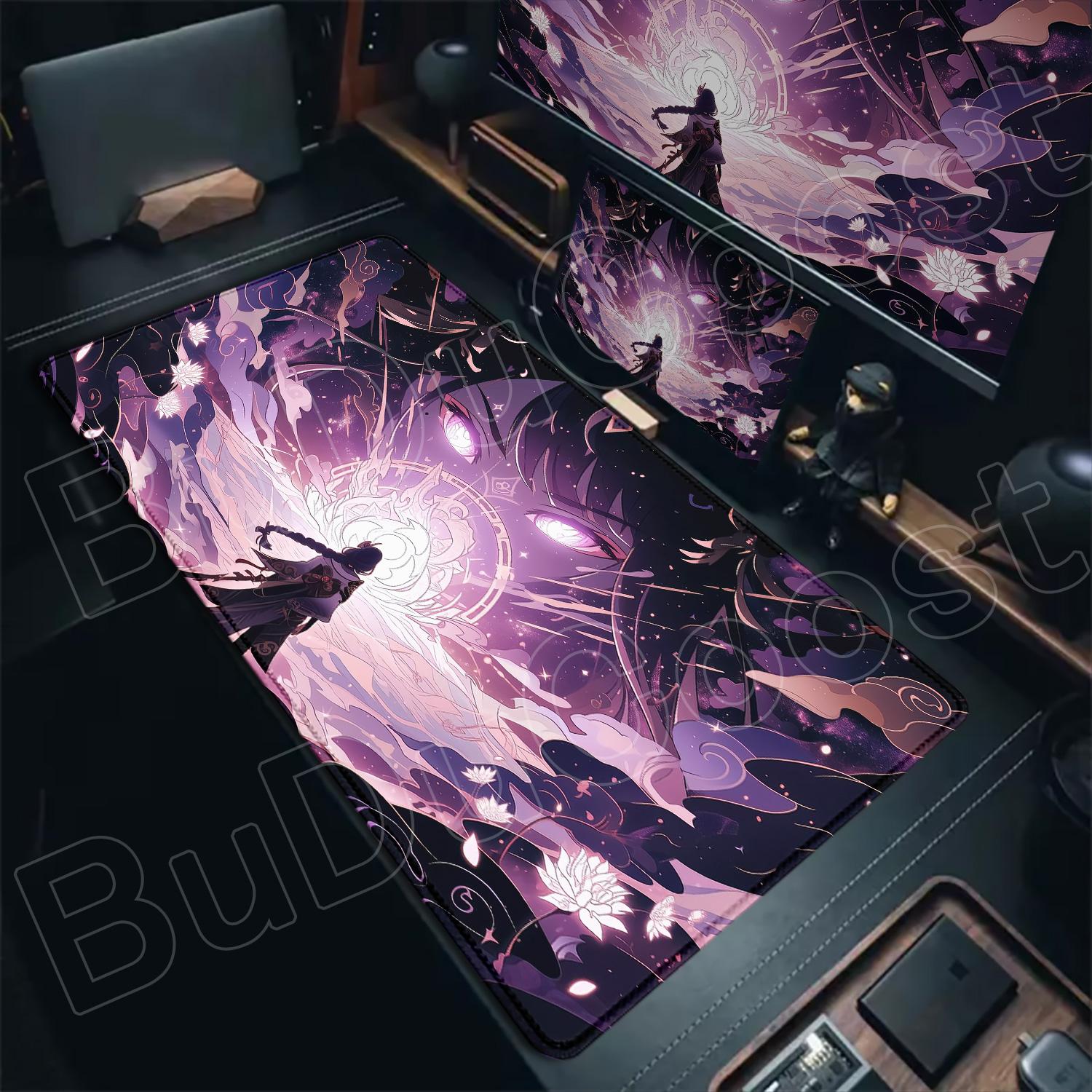

Non-slip Rubber Locking Edge Game Mousepad 900x400mm Genshin Raiden Shogun Laptop XXL Large Keyboard Beautiful HD Gamer MousePad 600x300x2mm