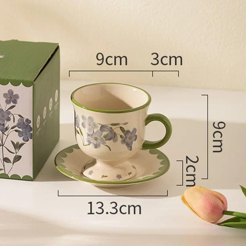 

Изысканный тюльпан керамическая кофейная чашка набор тарелок легкий роскошный ресторан послеобеденный чай кофейные чашки элитный офис досуг вода чашка 250ml