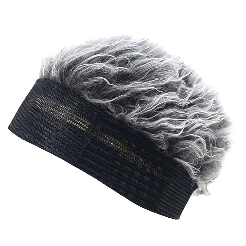 

[White Fang] camouflage knit hat hat hat with wig cosplay event item men s CZ699 (black white)