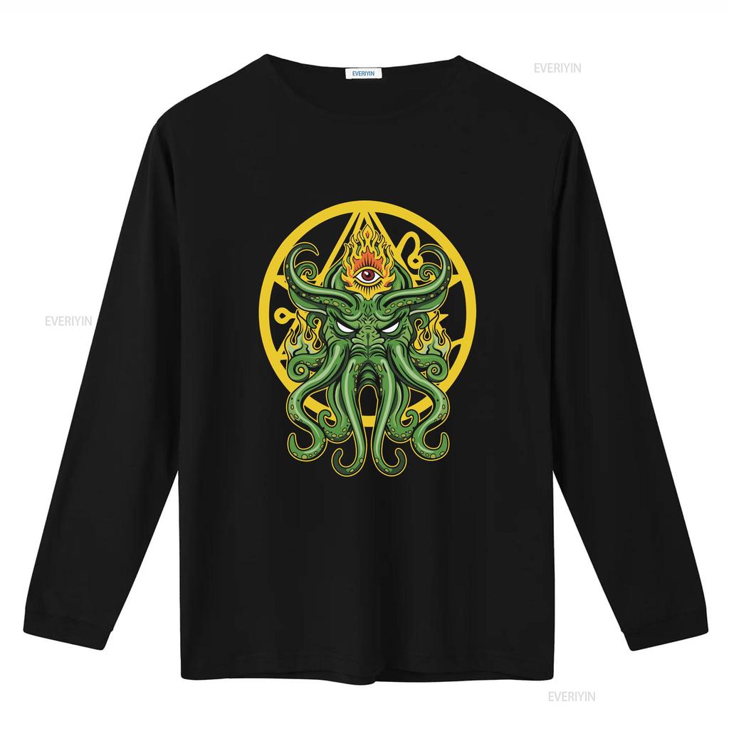 Cthulhu T Shirt H P Lovecraft Monster The Call Of Eye Providence Pentagram Sci Fi vintage Washed Soft Casual fashion Stylish