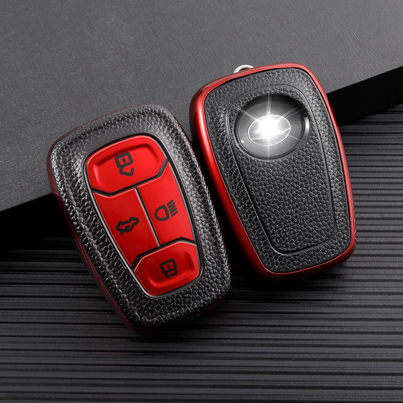 

TATA Car Key Cover for Nexon, Safari, Altroz - Leather Pattern with Buckle, India Suitable PE Bag
