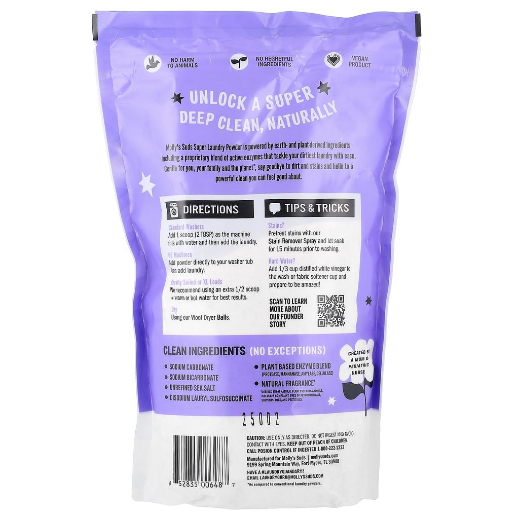 Molly's Suds, Super Laundry Powder, Lavender, 60 Loads, 1.7 kg (60 oz)
