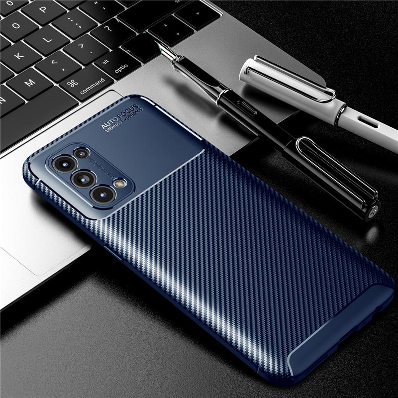 

Для Oppo Reno 5 Case Cover Armor Silicone Shell Rubber Protective Phone Case For Reno5 Reno5 6 Pro Cover For Reno4 5 6 Reno4 Pro For Reno5 5G синій