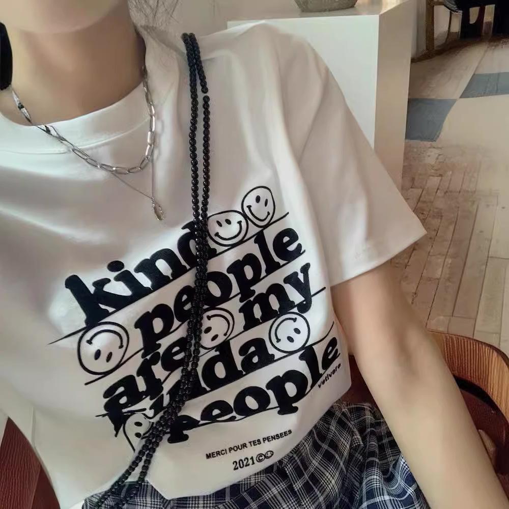 

Summer Women s T Shirt funny letter Print Casual Short Sleeve white gray T-Shirts Fashion Streetwear Crew Neck Pullover Female loose women Clothing XXL белый