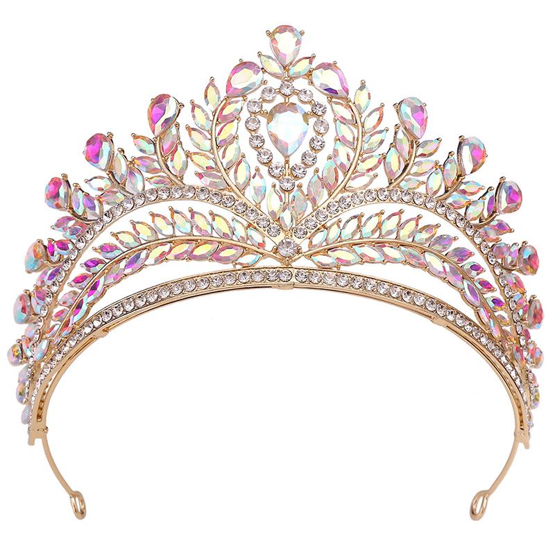 Royal Queen Green Crown Big Diadem Bride Tiara Crowns for Women Bridal Wedding Party Crown Hair Dress Jewelry Accessories
