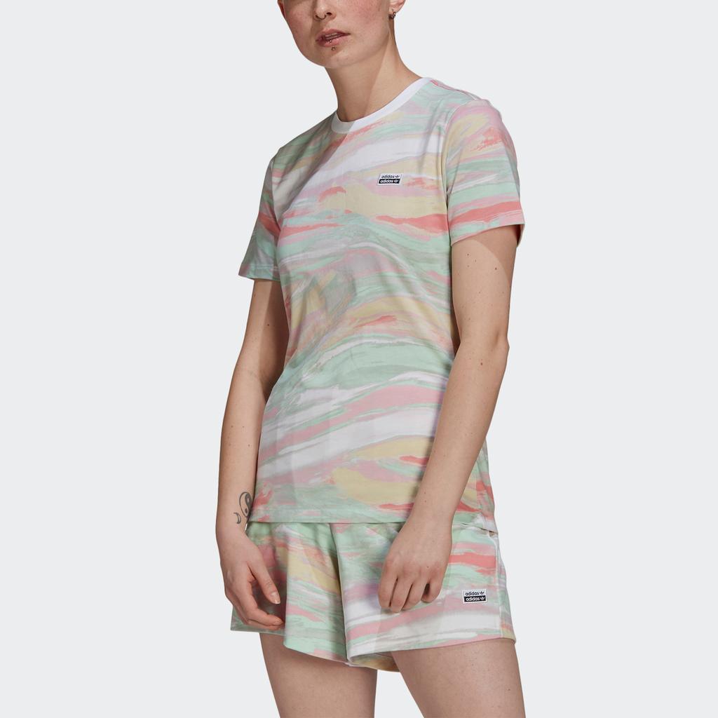 Adidas Originals Marble Print Breathable T-Shirt Women Tops Multicolor GN4286